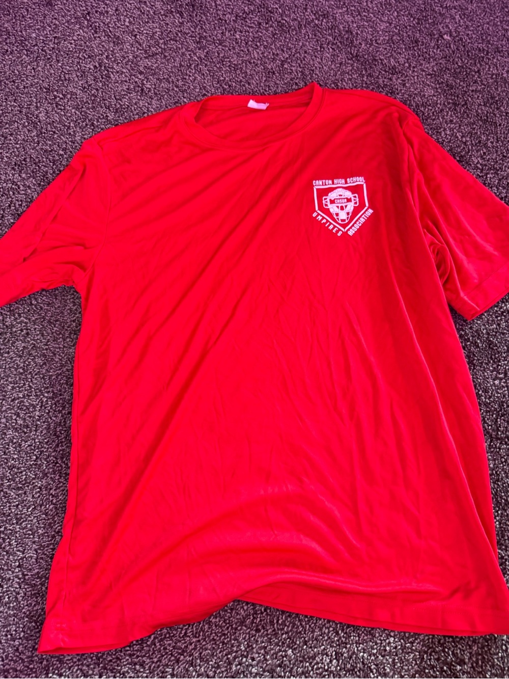 Red Dri-Fit Material Short Sleeve T-Shirt with Chest Logo